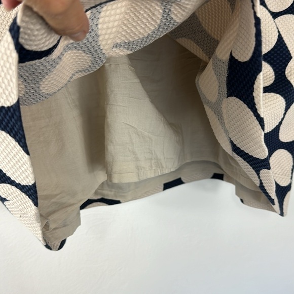 Boden Woven Textured Mini Skirt Women's US 16R Navy Creme Polka Dot EUC Length18 - Picture 5 of 12